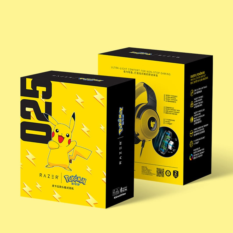 Razer Pokemon Pikachu Limited Edition Kraken V3 PC Wired USB Gaming Headset Chroma RGB Lighting