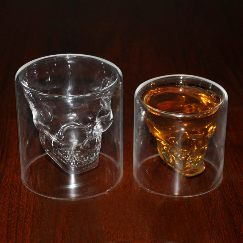 4 Sizes Skull Cup Shot Cocktail Glass Transparent Coffee Cup Crystal Skull Head Glass Cup for Whiskey Wine Vodka Bar Club Beer