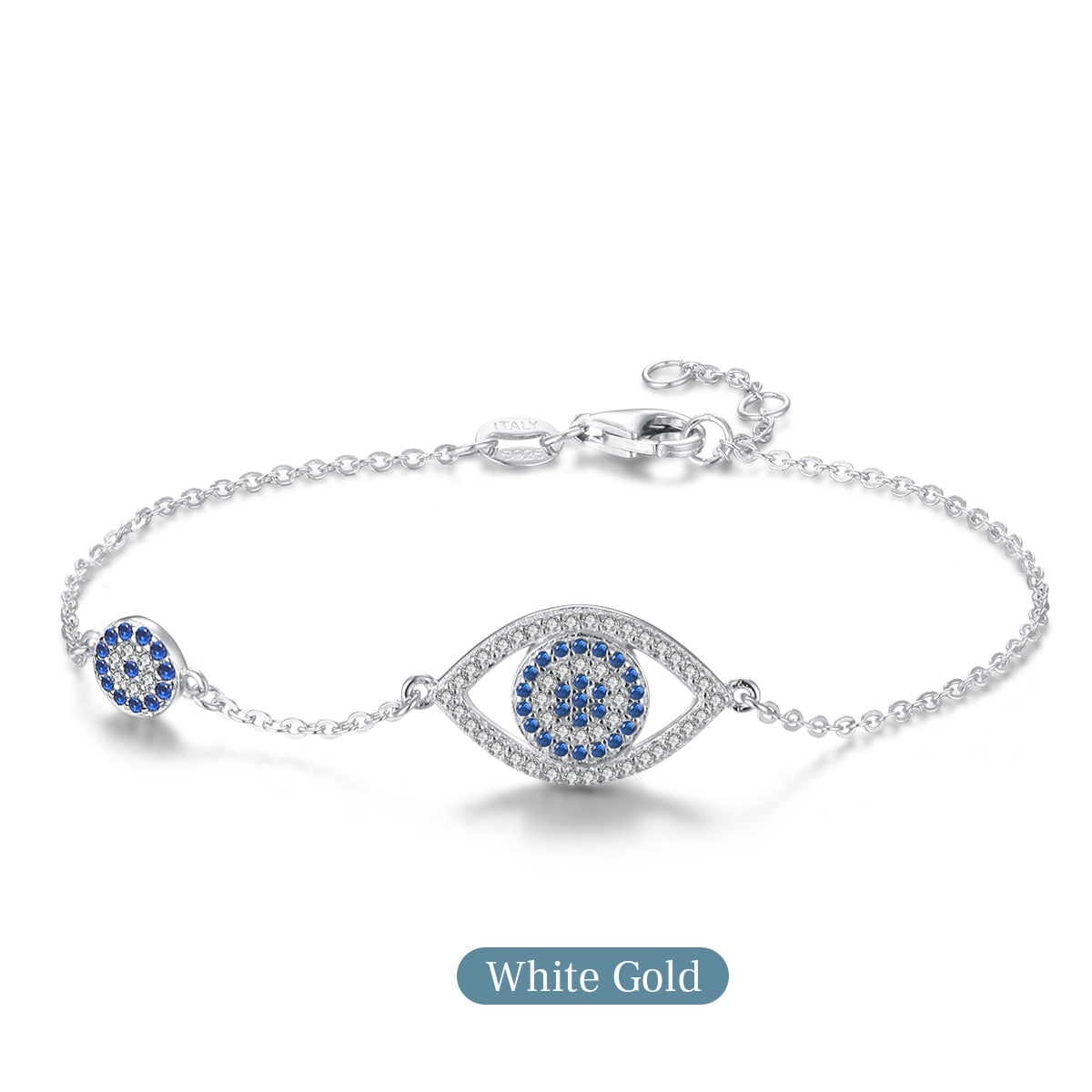 Kaletine Luck Hamsa Evil Eye Bracelets For Women 925 Sterling Silver Bracelet Blue CZ Men Turkey Jewelry Gift For Girl KLTB057