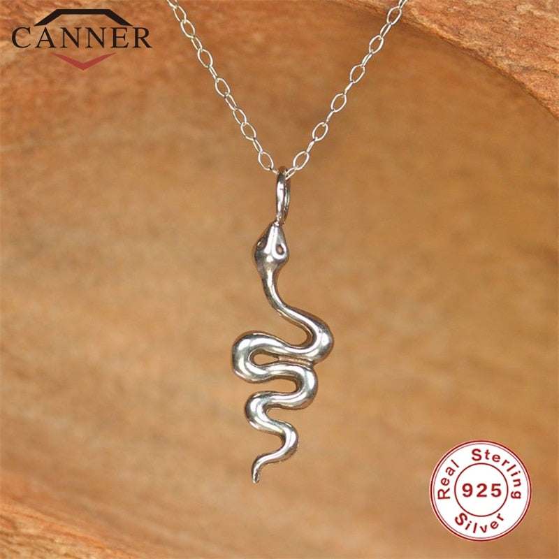 Simple 925 Sterling Silver Versatile Temperament Animal Snake-shaped Clavicle Necklace Women Gold Silver Pendant Necklace Gift