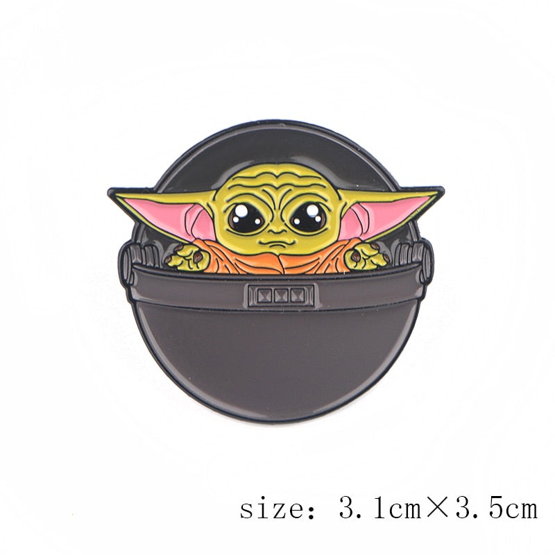 LT848 Cute Baby Yoda Enamel Pin Lapel Pins Badge Hats Clothes Backpack Decoration Jewelry Accessories Gifts