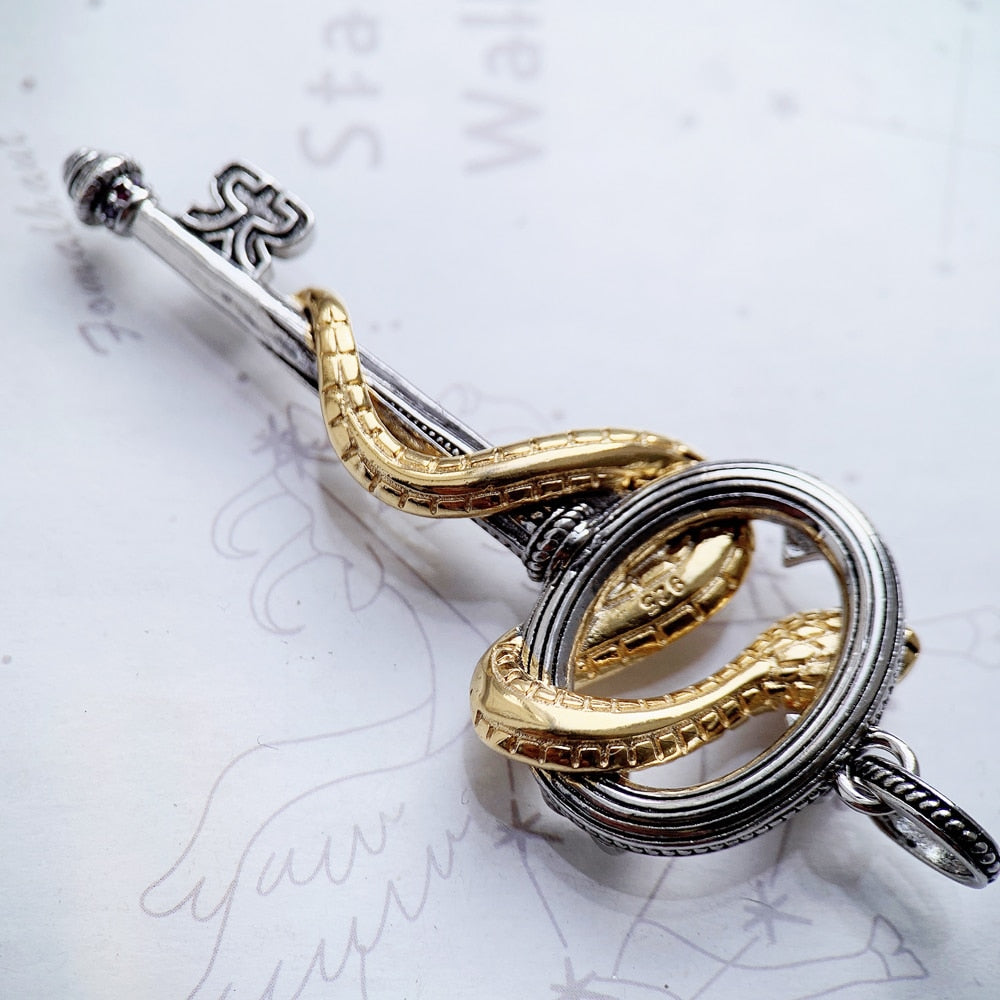 Pendant Key With Snake Winged Heart Summer Fine Jewelry Europe Accessorie 925 Sterling Silver Vintage Happiness Gift For Woman