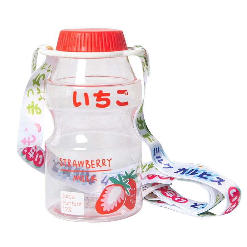 Ins 480ml Cute Fruit Water Bottle BPA Free Fashion Strawberry Milk Water Bottles Portable Heat Resistant Plastic Drinking Cups