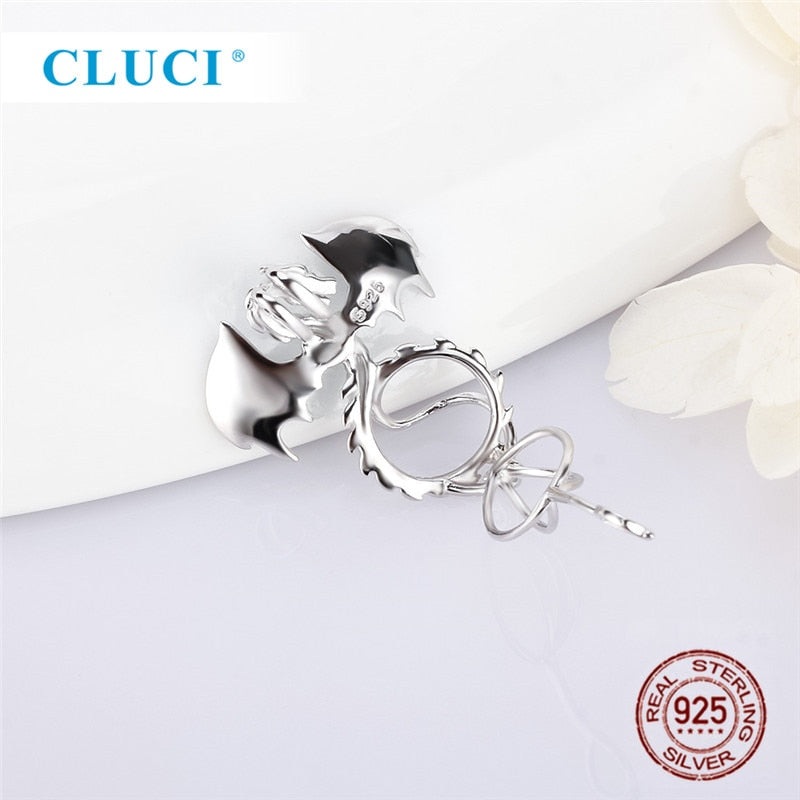 CLUCI Silver 925 Dragon Charms Pendant Jewelry for Women Real 925 Sterling Silver Charms Pendant Pearl Locket Jewelry SC072SB