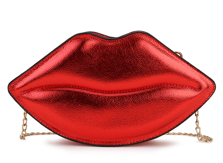 Sexy Lips Style Ladies Day Clutch Bag Chain Purse Shoulder Bag Handbag Women&amp;#39;s Crossbody Bag Fashion Pu Leather 2021 Red Pouch