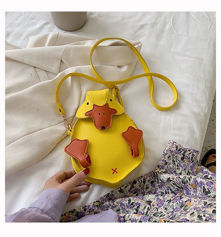 White &amp; Yellow Cute Duck Style Crossbody Bag for Women Fashion Shoulder Bag Purses and Handbag Girl&#39;s Clutch Bag Pu Leather 2021