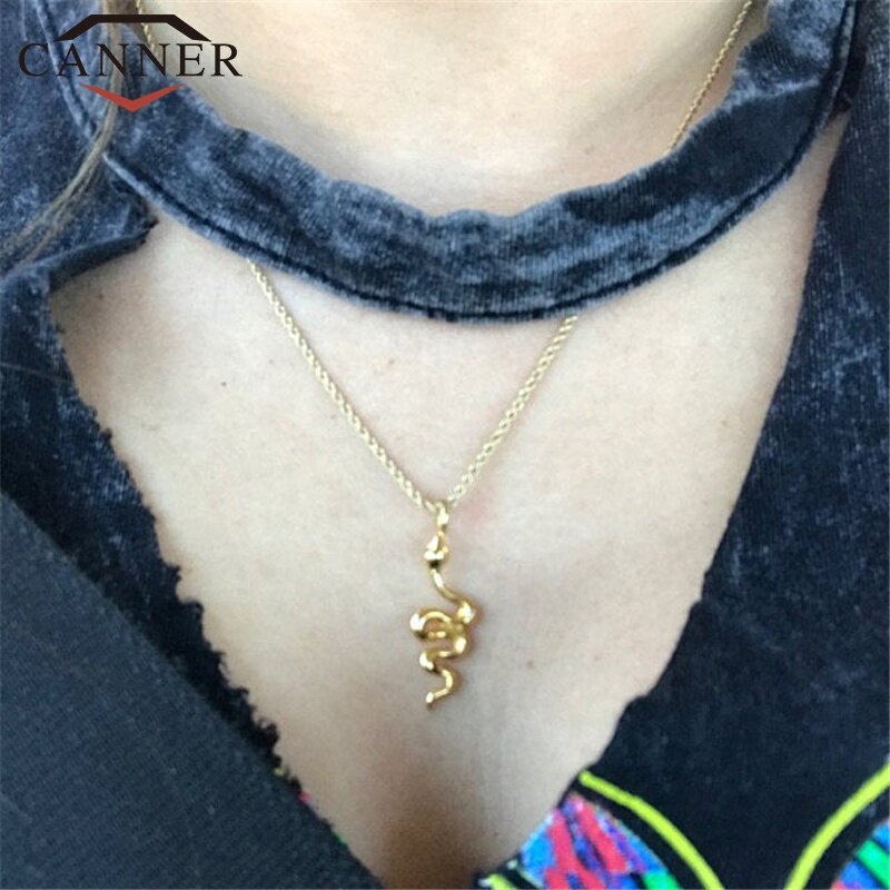 Simple 925 Sterling Silver Versatile Temperament Animal Snake-shaped Clavicle Necklace Women Gold Silver Pendant Necklace Gift