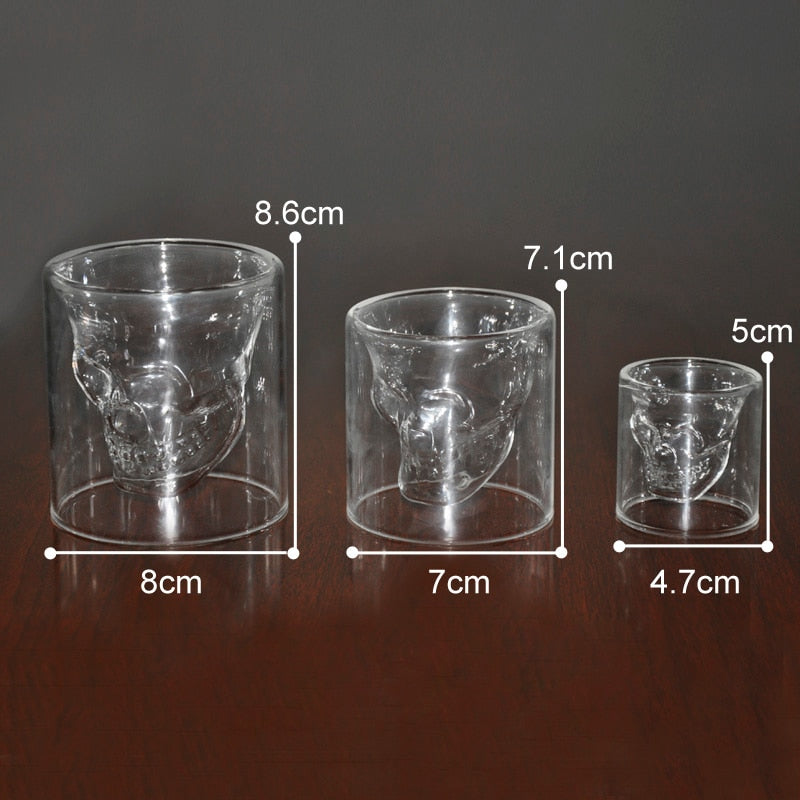 4 Sizes Skull Cup Shot Cocktail Glass Transparent Coffee Cup Crystal Skull Head Glass Cup for Whiskey Wine Vodka Bar Club Beer