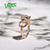 VISTOSO Gold Ring For Women Genuine 14K 585 Rose Gold Leopard Ring Emerald Sparkling Diamond Engagement Anniversary Fine Jewelry