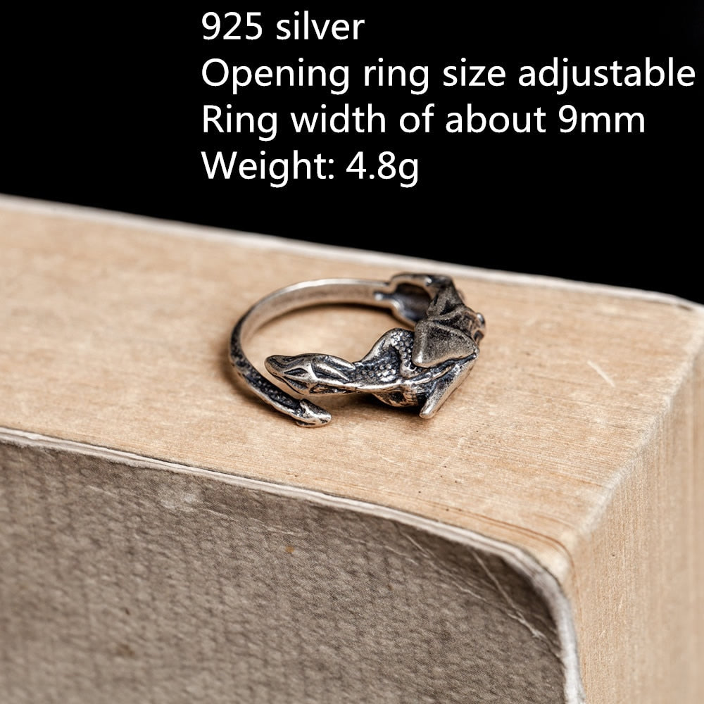 Dark Dream Night Workshop 925 Sterling Silver Chameleon Ring Lizard Opening Ring Vintage Cat Ring