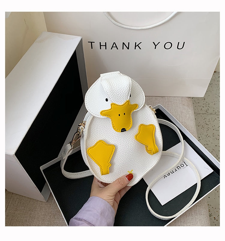 White &amp; Yellow Cute Duck Style Crossbody Bag for Women Fashion Shoulder Bag Purses and Handbag Girl&#39;s Clutch Bag Pu Leather 2021