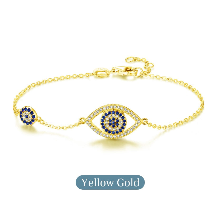 Kaletine Luck Hamsa Evil Eye Bracelets For Women 925 Sterling Silver Bracelet Blue CZ Men Turkey Jewelry Gift For Girl KLTB057