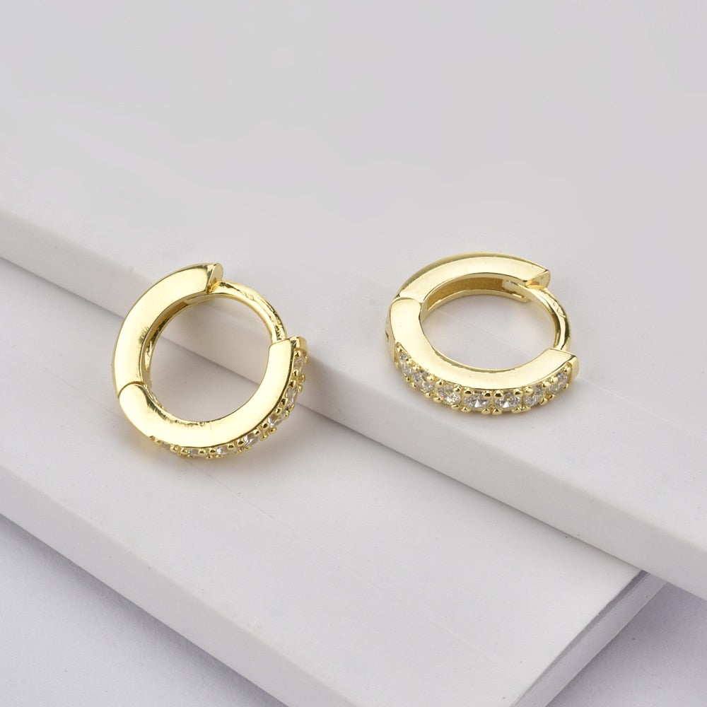 ANDYWEN 925 Sterling Mini Huggies Crystal CZ Hoops Colorful Loops Clips Earring Piercing For Women 2019 Round Circle Jewellry