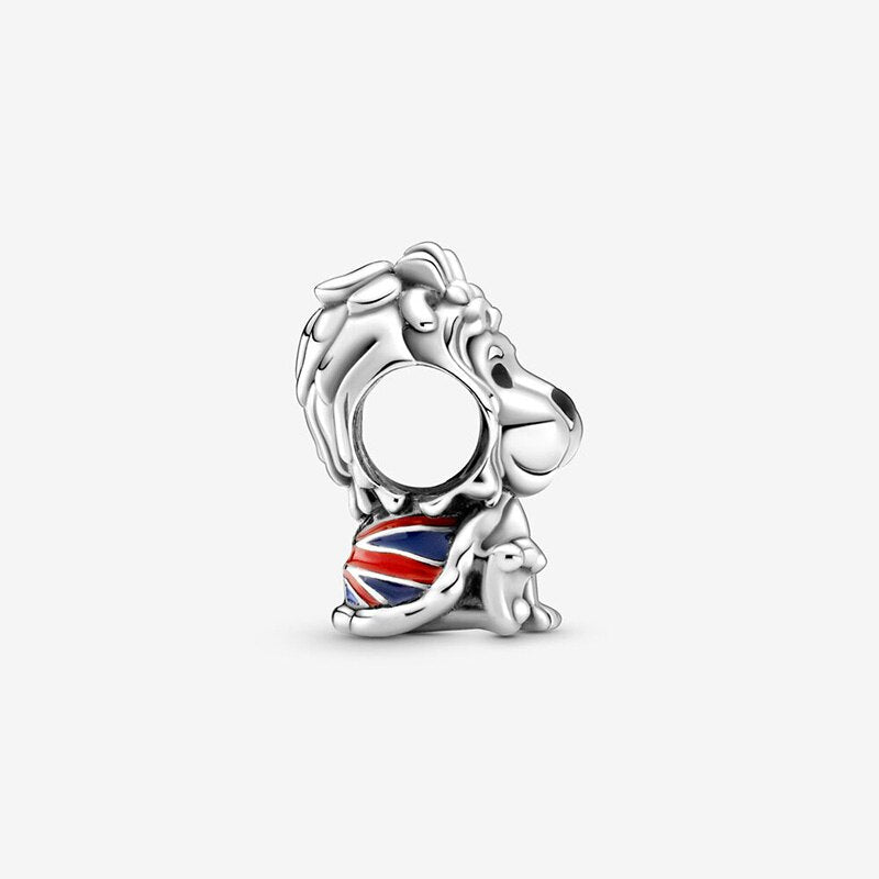 2021 Autumn New S925 Sterling Silver Beads Wavy Union Jack Lion Charms fit Original Pandora Bracelets Women DIY Jewelry Gift