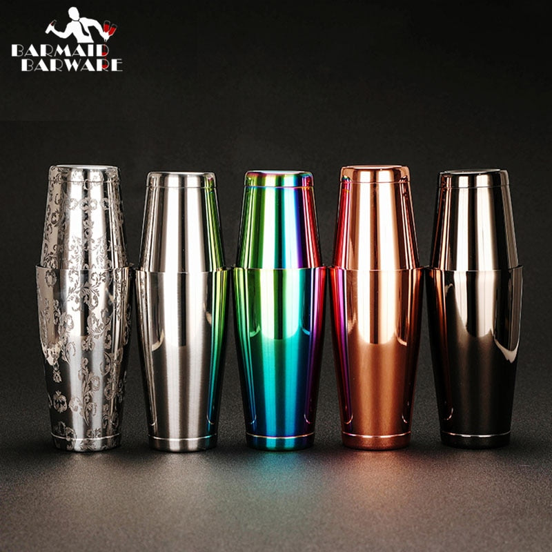 Stainless Steel Cocktail Boston Bar Shaker: 2-piece Set: 18oz Unweighted &amp;amp; 28oz