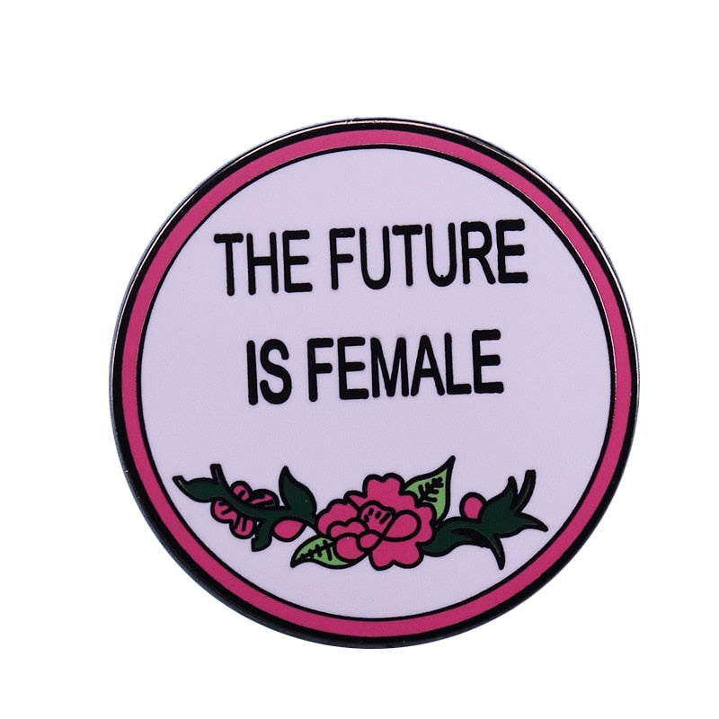 K1987 1 PCS Rose Enamel Pin Brooches Feminist Motivational Metal Brooch Pins Denim Hat Badge Collar Jewelry Gift for Women