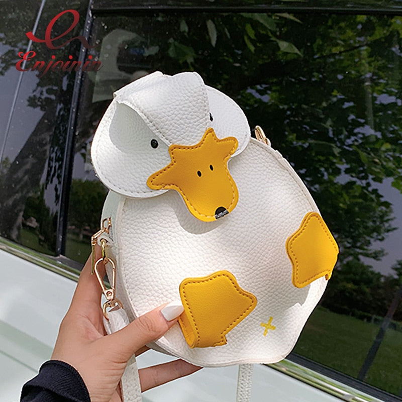 White &amp; Yellow Cute Duck Style Crossbody Bag for Women Fashion Shoulder Bag Purses and Handbag Girl&#39;s Clutch Bag Pu Leather 2021