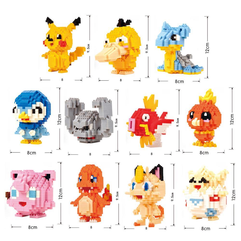 34 styles Pokemon Blocks Small Cartoon Cartoon Picachu Animal Model Education Game Graphics Bricks Pokemon Toys