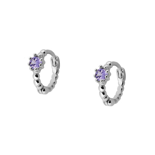 Aide 925 Sterling Silver Hoop Earrings Purple CZ Earing For Women Huggie Earrings Pendiente Ohrringe Luxury Jewelry for Gifts CZ