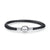 BAMOER Genuine Long Double Pink Black Braided Leather Chain Women Bracelets with 925 Sterling Silver Snake Clasp PAS908