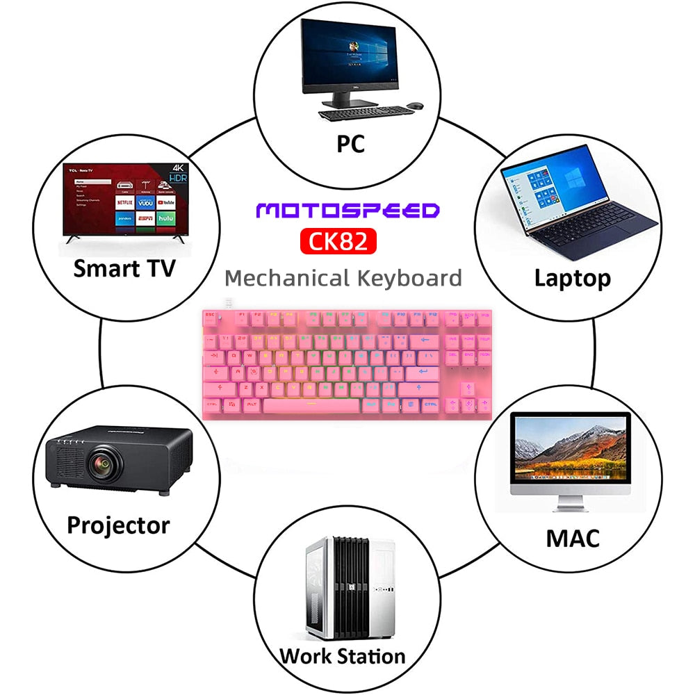 Motospeed Mechanical Gaming Keyboard 87 Key Wired Red Switch RGB Backlight Anti-Ghosting For PC Computer Russian Laptop Keybords