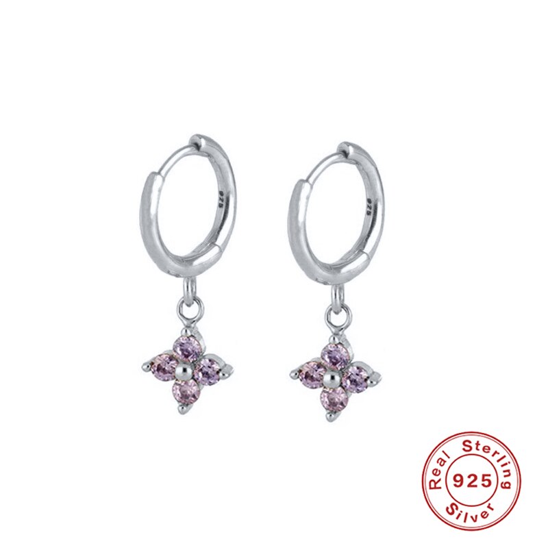 Aide 925 Sterling Silver Hoop Earrings Purple CZ Earing For Women Huggie Earrings Pendiente Ohrringe Luxury Jewelry for Gifts CZ