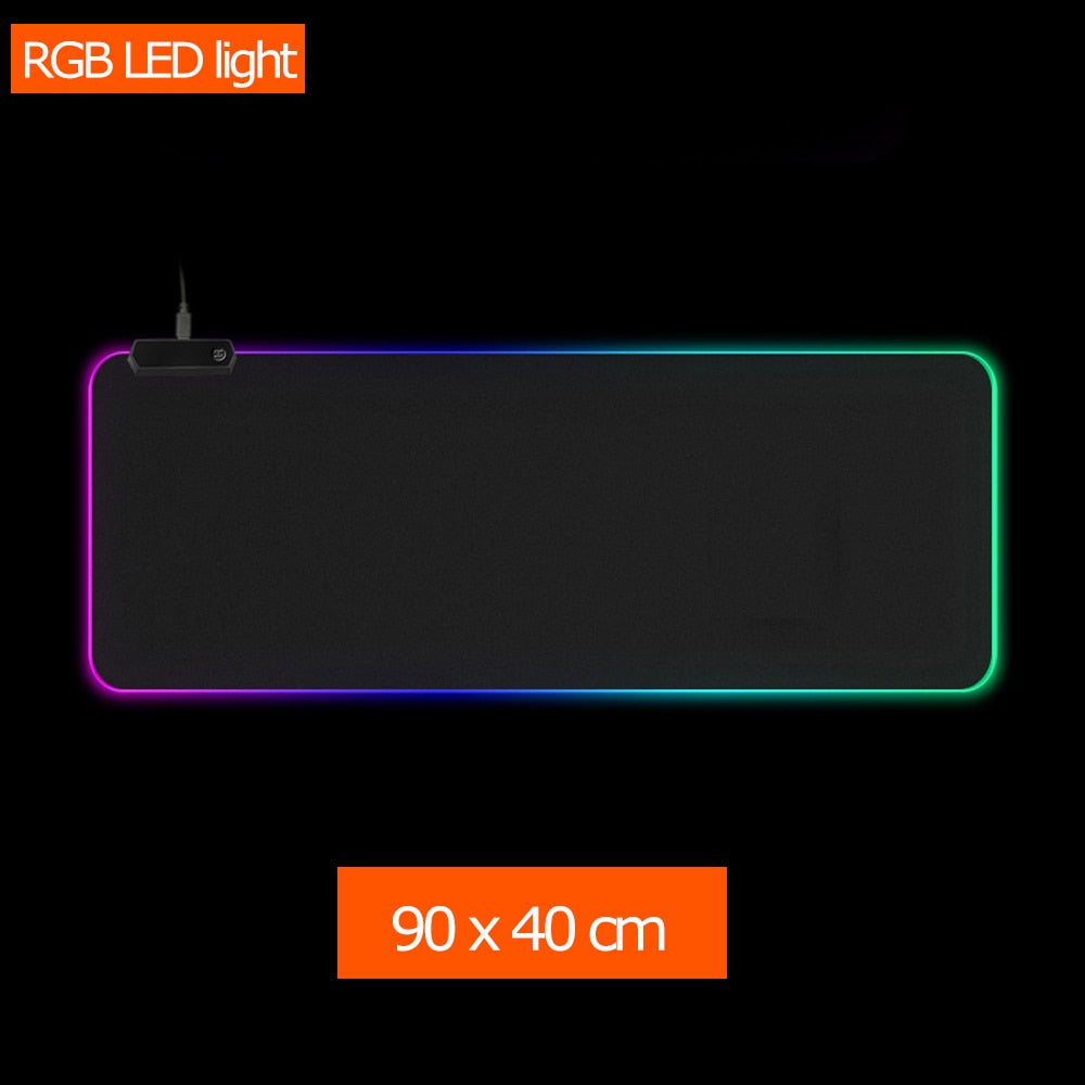 All black RGB Non-Slip Gaming Mousepad For PC Laptop Gamer, Large/Medium/Small Keyboard Carpet Mat Mouse Pad Rubber Table Rug