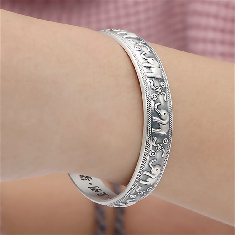 XIYANIKE Silver Color  Vintage Creative Elephant Bangles &amp; Bracelet For Women National Style Charm Jewelry Birthday Gift