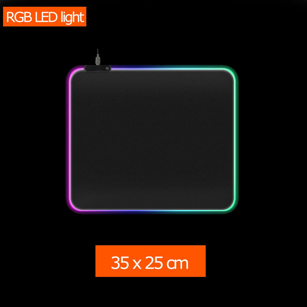 All black RGB Non-Slip Gaming Mousepad For PC Laptop Gamer, Large/Medium/Small Keyboard Carpet Mat Mouse Pad Rubber Table Rug