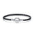 BAMOER Genuine Long Double Pink Black Braided Leather Chain Women Bracelets with 925 Sterling Silver Snake Clasp PAS908