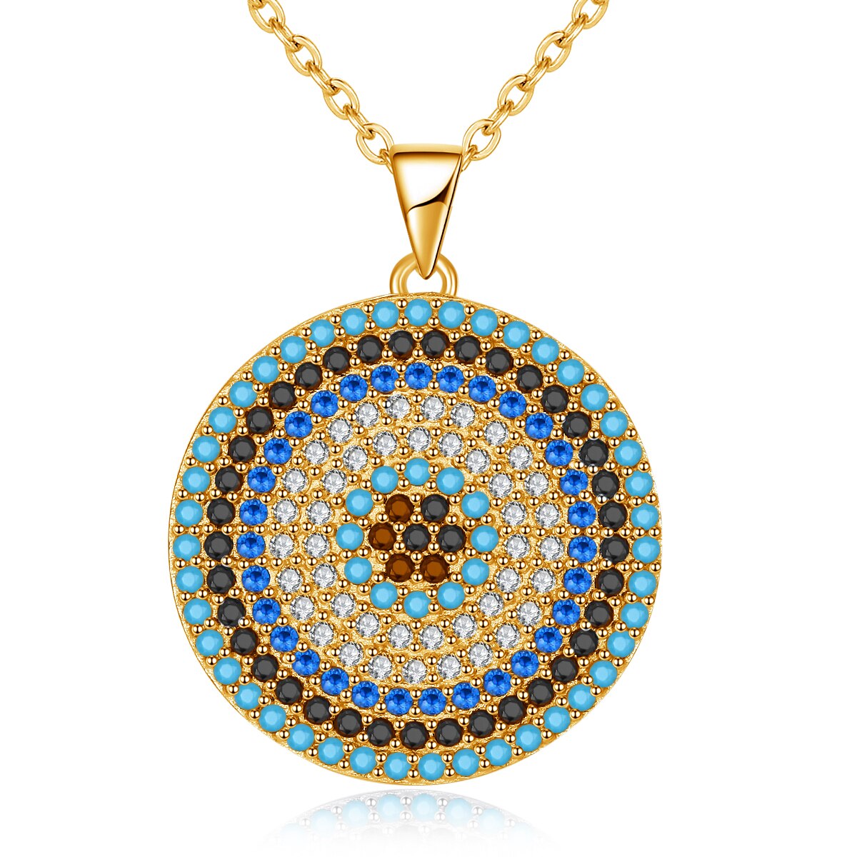 KALETINE 925 Sterling Silver Necklaces Turkish Big Blue Stone Evil Eye Round Pendant Women&#39;s Necklace Personalized Men Jewelry