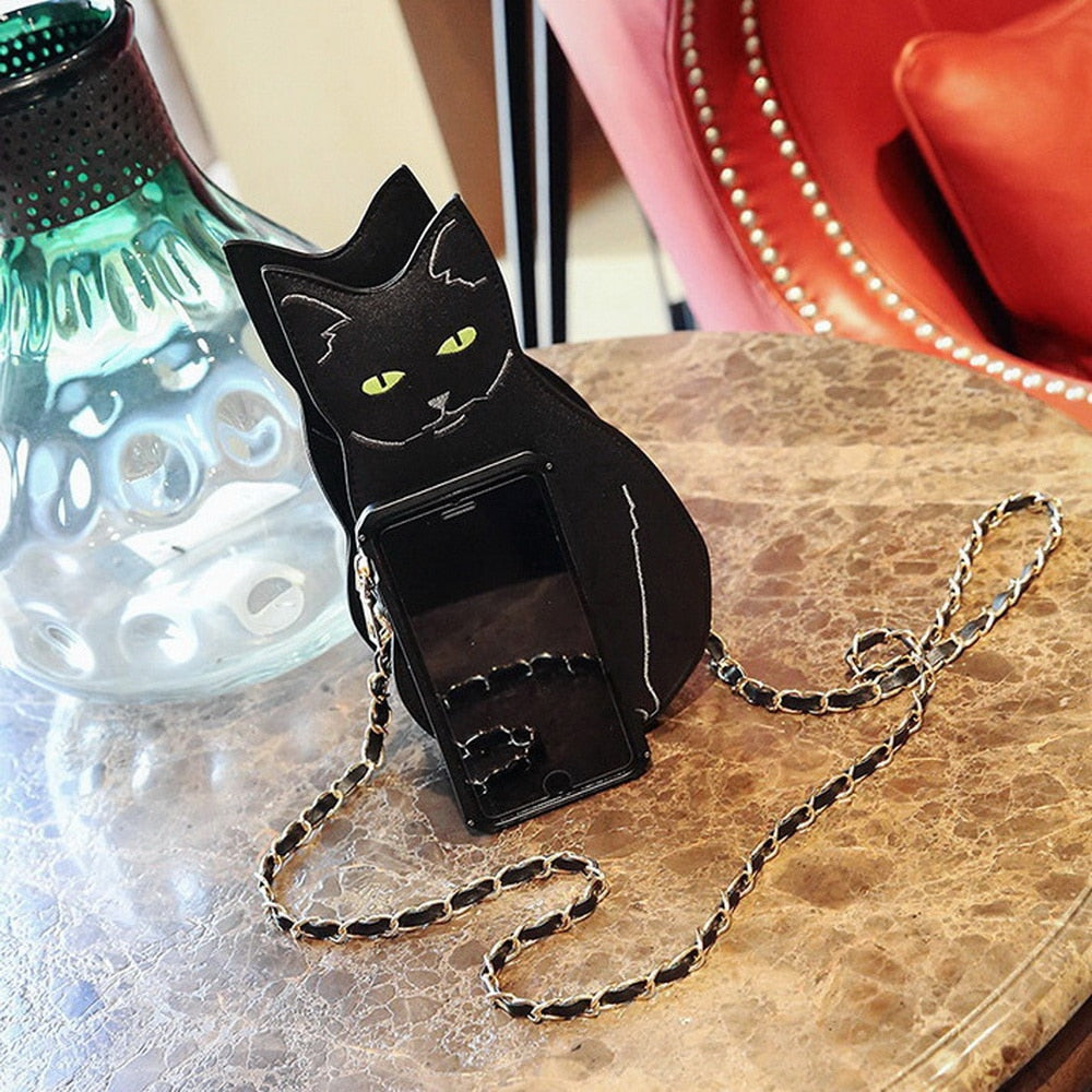 DIINOVIVO Fashion Funny Cat Women&amp;#39;s Handbag Unique Animal Female Shoulder Bag Multipurpose Chain Crossbody Purses Bag WHDV0276