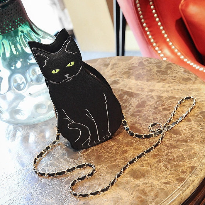 DIINOVIVO Fashion Funny Cat Women&amp;#39;s Handbag Unique Animal Female Shoulder Bag Multipurpose Chain Crossbody Purses Bag WHDV0276