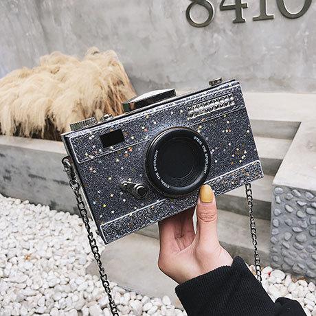 Personality Bag Women Messenger Bags Sequins Camera Casual PU Leather Clutch Chain Handbag Crossbody Shoulder Bags Bolsas