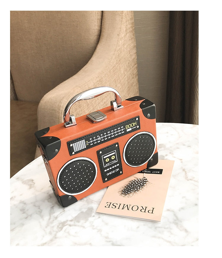 Black Radio Style Shoulder Bag Fashion Box Handbags Women&amp;#39;s Purses Party Clutch Bag Crossbody Bag 2021 Pu Leather