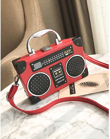 Black Radio Style Shoulder Bag Fashion Box Handbags Women&amp;#39;s Purses Party Clutch Bag Crossbody Bag 2021 Pu Leather