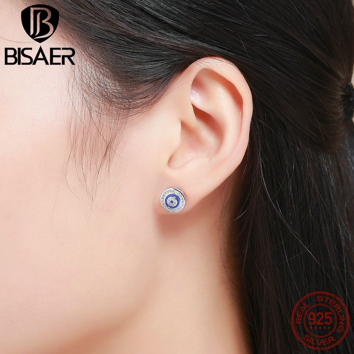 BISAER Jewelry Set 925 Sterling Silver Guardian Evil Eyes Women Lucky Blue Eye Jewelry Sets Sterling Silver Jewelry Wedding Gift