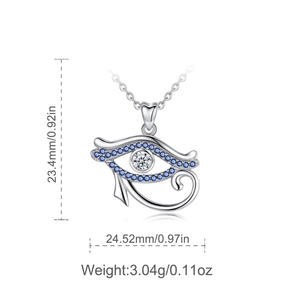 EUDORA 925 Sterling Silver Blue crystal Ancient Egypt Eye Of Horus pendant Necklace Luck Eye Fine Jewelry Birthday Gift D341