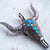 Pendant Blue Bull Head Skull Fashion Punk Ethnic Jewelry Europe 925 Sterling Silver Turquoise Rebel Gift For Woman &amp; Men