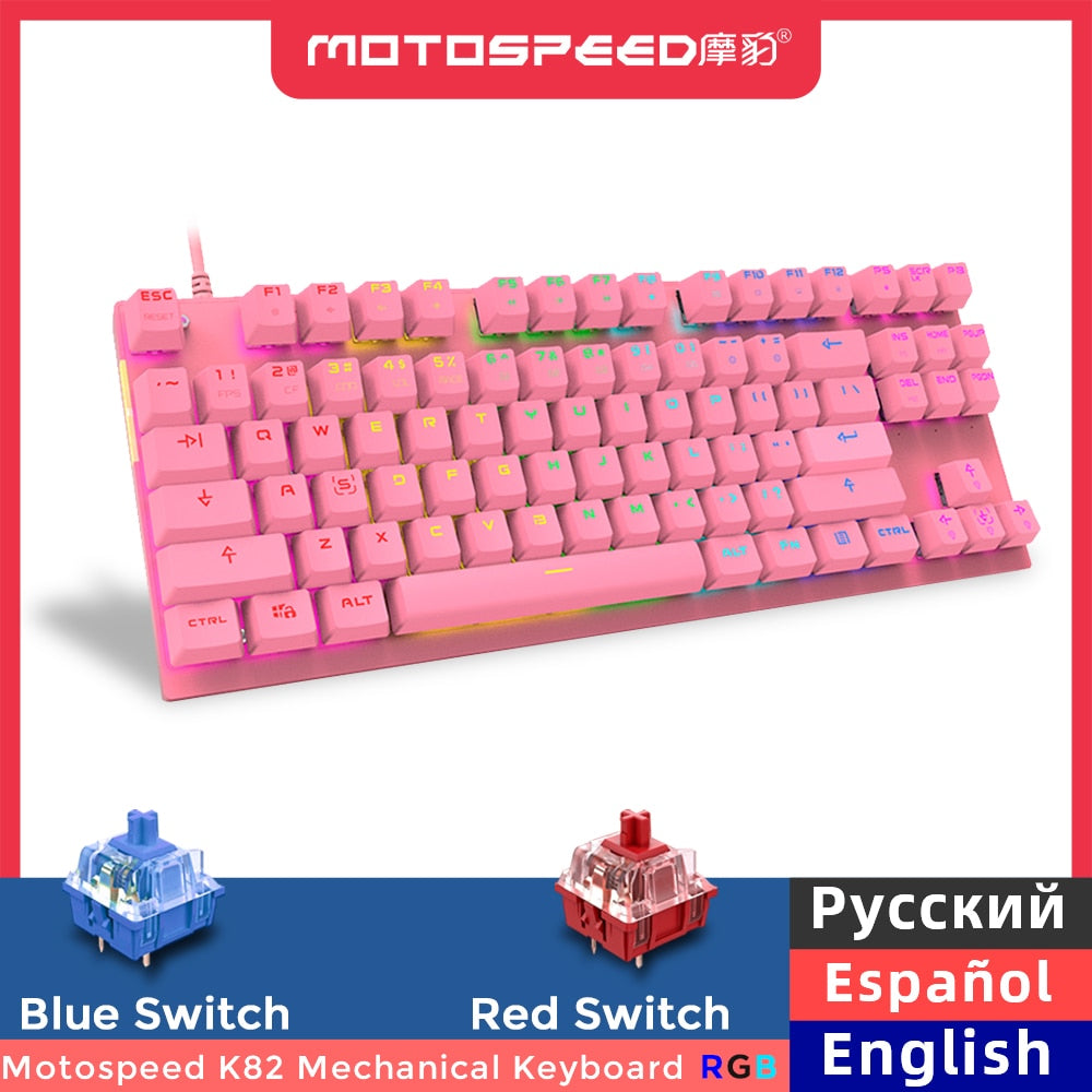 Motospeed Mechanical Gaming Keyboard 87 Key Wired Red Switch RGB Backlight Anti-Ghosting For PC Computer Russian Laptop Keybords