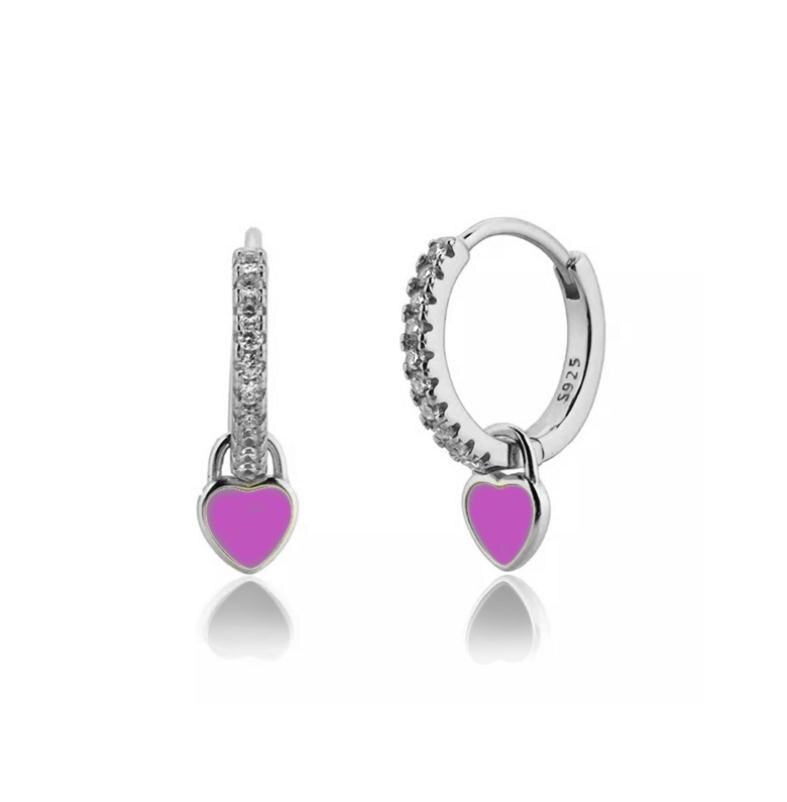 Aide 925 Sterling Silver Hoop Earrings Purple CZ Earing For Women Huggie Earrings Pendiente Ohrringe Luxury Jewelry for Gifts CZ