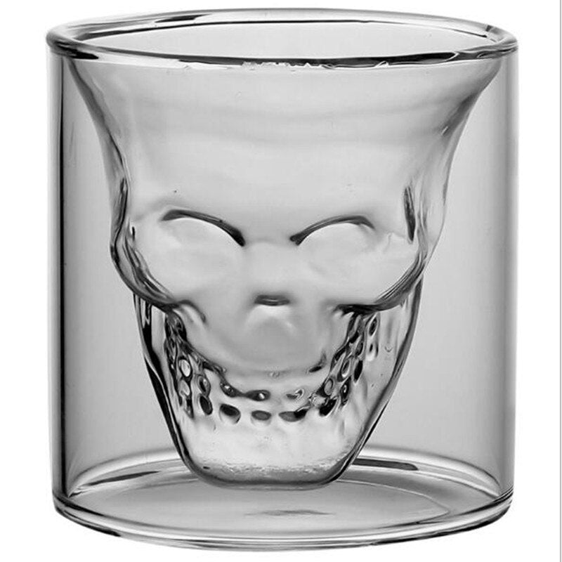 Skull Espresso Coffee Cup Double Wall Glass Mug  Skeleton Whisky Bar Wine Glasses Transparent Vodka Shot Wine Glass Drinkware