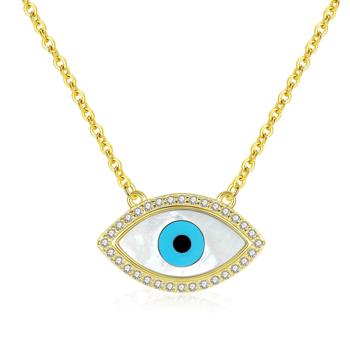 KALETINE Turkish Evil Eye Necklace Women Charms Real 925 Sterling Silver Natural MOP Shell Statement Necklace Gold Chain Jewelry