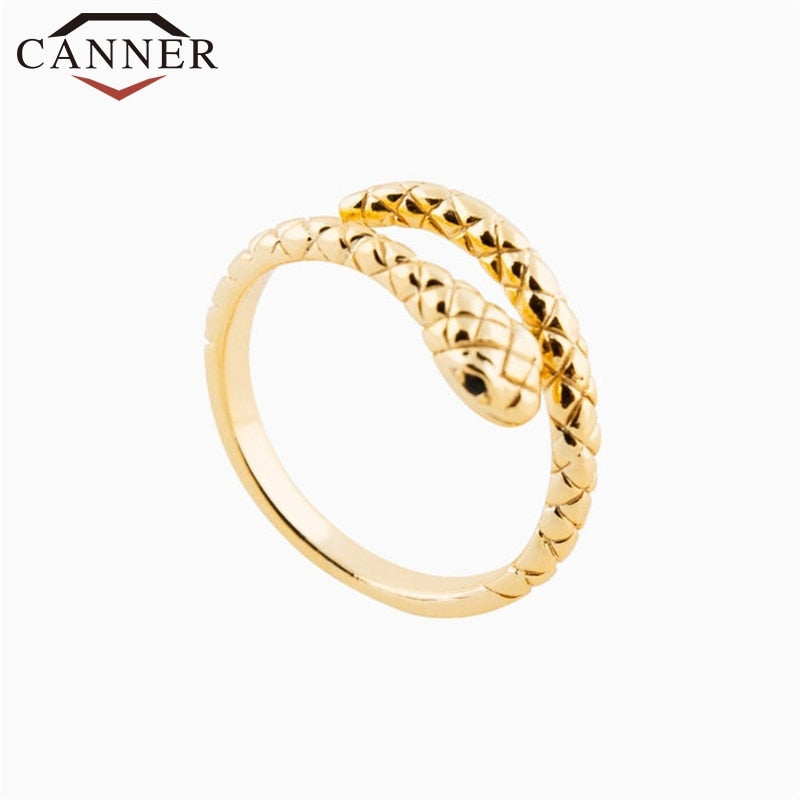 European and American Fashion Jewelry Gold Silver color Snake Open Rings for Women 925 Sterling Silver Wedding Band Ring