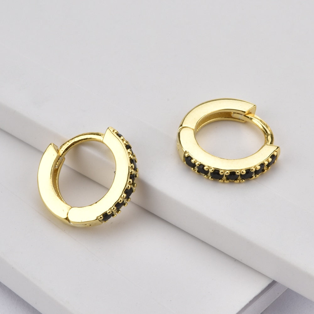 ANDYWEN 925 Sterling Mini Huggies Crystal CZ Hoops Colorful Loops Clips Earring Piercing For Women 2019 Round Circle Jewellry