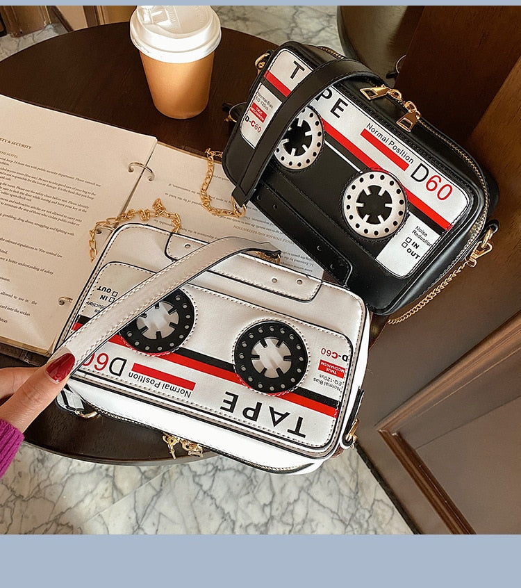 Cartoon Tape Shape Small Crossbody Bag Women Purses and Handbags Fashion Shoulder Chain Bag 2021 Girls Clutch Bag Pu Leather