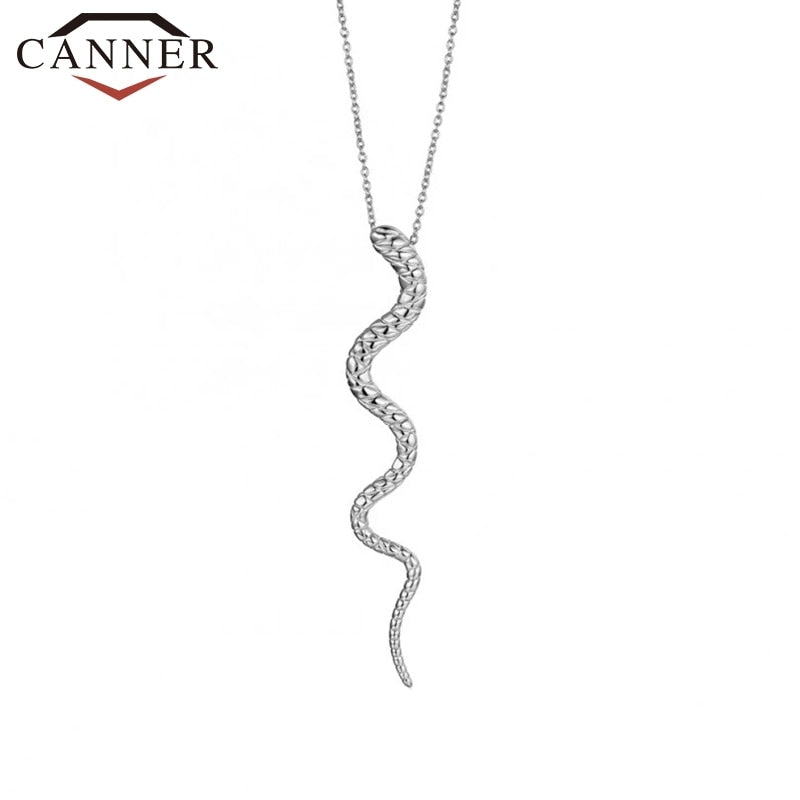 Simple 925 Sterling Silver Versatile Temperament Animal Snake-shaped Clavicle Necklace Women Gold Silver Pendant Necklace Gift