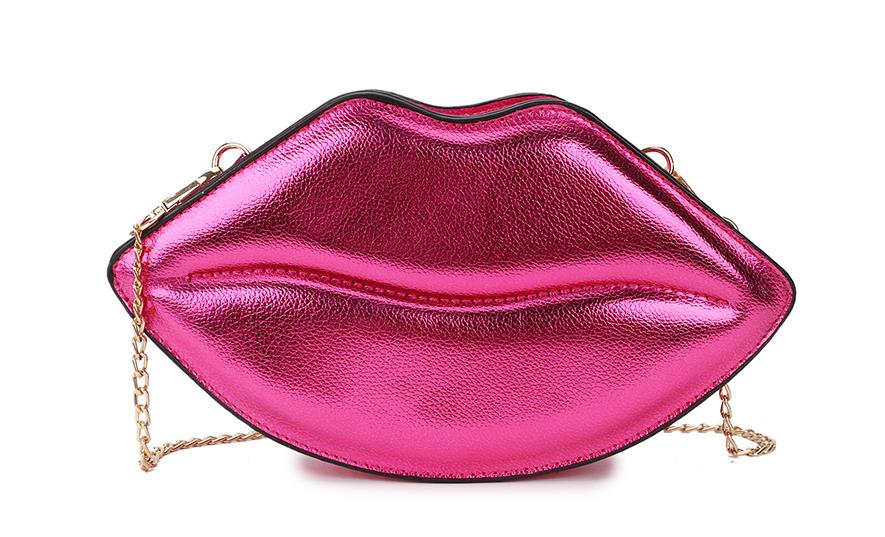 Sexy Lips Style Ladies Day Clutch Bag Chain Purse Shoulder Bag Handbag Women&amp;#39;s Crossbody Bag Fashion Pu Leather 2021 Red Pouch