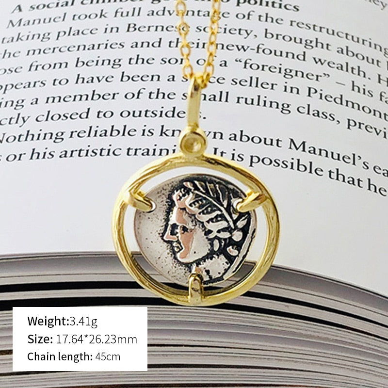 925 Silver European American New Style Gold Round Coins Pendant Choker Necklace India Jewelry