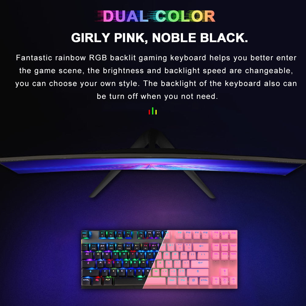 Motospeed Mechanical Gaming Keyboard 87 Key Wired Red Switch RGB Backlight Anti-Ghosting For PC Computer Russian Laptop Keybords